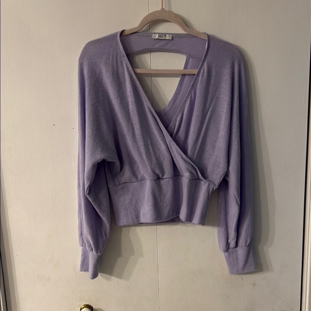 Suzy Shier Lavender Wrap Top